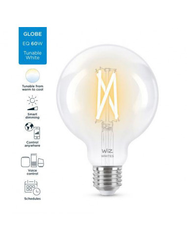 Bec LED inteligent vintage WiZ Filament Whites, Wi-Fi, G95