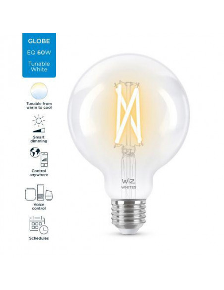 Bec LED inteligent vintage WiZ Filament Whites, Wi-Fi, G95