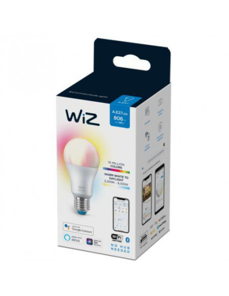 Bec LED RGBW inteligent WiZ Colors, Wi-Fi, A67, E27, 8W (60W)