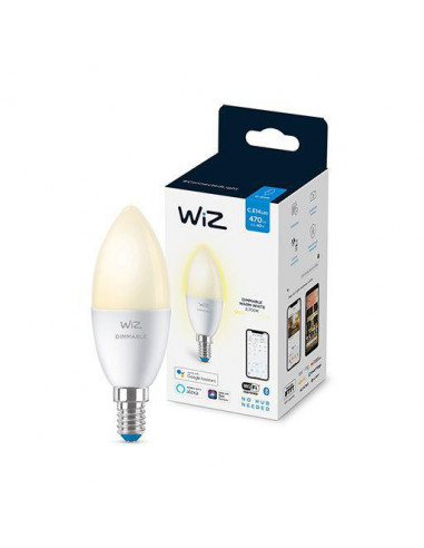 Bec LED inteligent WiZ Dimmable, Wi-Fi, C37, E14, 4.9W (40W)