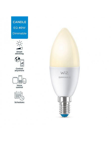 Bec LED inteligent WiZ Dimmable, Wi-Fi, C37, E14, 4.9W (40W)