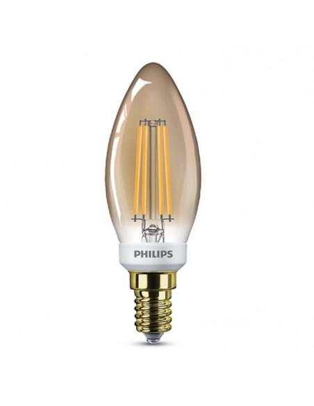 Bec LED Philips 5W (32W) B35 E14 GOLD SRT4, flacără, reglare a