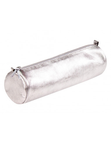 Penar cilindric din piele Cuirise, Argintiu,SKE039