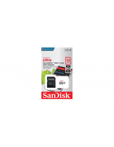 Card de Memorie SanDisk MicroSDHC, 32GB, Adaptor SD, Class