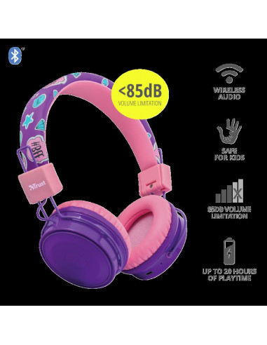 Casti cu microfon Trust Comi, Wireless Kids, purple,TR-23608