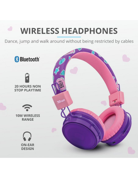 Casti cu microfon Trust Comi, Wireless Kids, purple,TR-23608