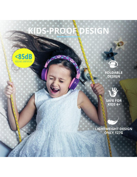 Casti cu microfon Trust Comi, Wireless Kids, purple,TR-23608