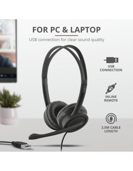 Casti cu microfon Trust Mauro USB, negru,TR-17591