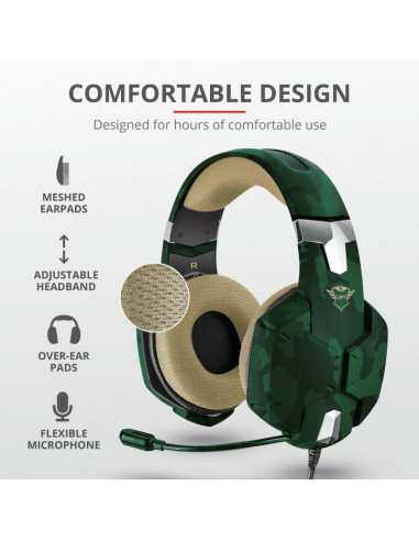 Casti cu microfon Trust GXT 322C Carus Gaming Headset, jungle