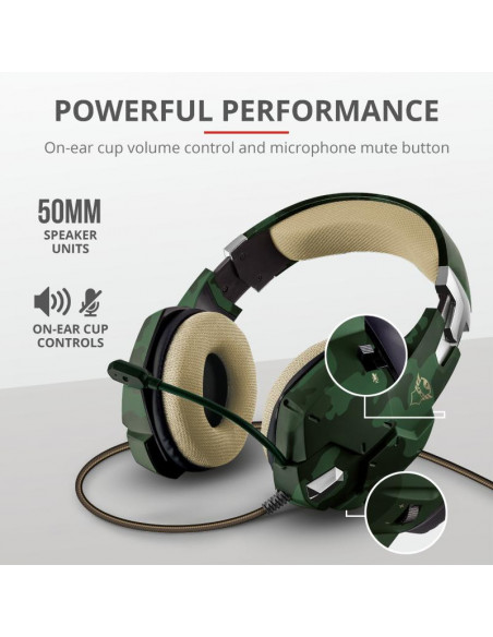 Casti cu microfon Trust GXT 322C Carus Gaming Headset, jungle