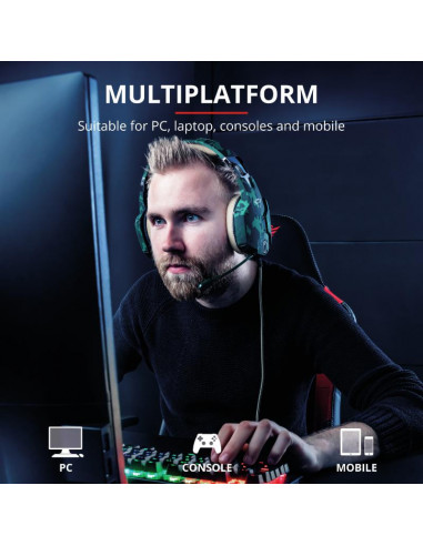 Casti cu microfon Trust GXT 322C Carus Gaming Headset, jungle