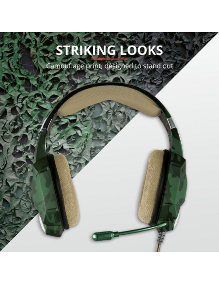 Casti cu microfon Trust GXT 322C Carus Gaming Headset, jungle