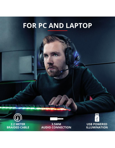 Casti cu microfon Trust GXT 460 Varzz Illuminated Gaming