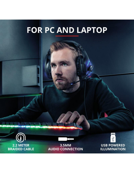 Casti cu microfon Trust GXT 460 Varzz Illuminated Gaming