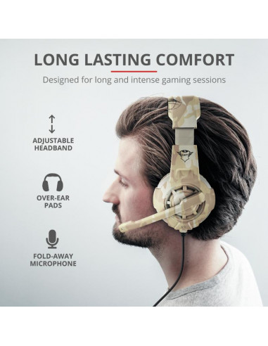 Casti cu microfon Trust GXT 310D Radius Gaming Headset, desert