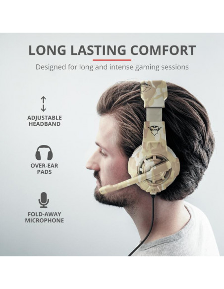 Casti cu microfon Trust GXT 310D Radius Gaming Headset, desert