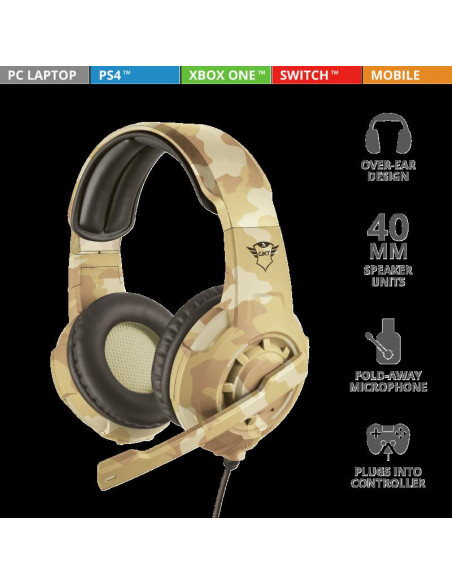 Casti cu microfon Trust GXT 310D Radius Gaming Headset, desert