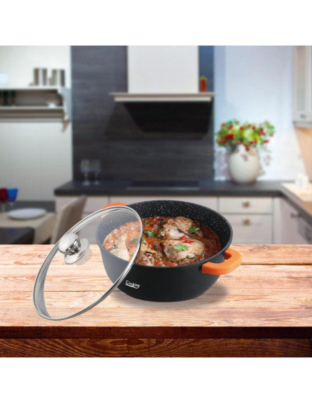 CRATITA ALUMINIU TURNAT+CAPAC,16x7.5 CM, 1.2 L, DARK