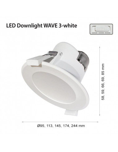 L091320004,Panou Led 2R rotund, Wave R205, IP44, 25W, temperatura de lumina reglabila(3000K/4000K/6000K), 2400/2500/2500 lumeni,