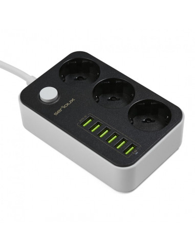 Prelungitor cu protectie Serioux, 3 prize schuko, input