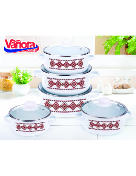 SET GATIT 10 PIESE EMAILAT, MODEL TRADITIONAL DIN