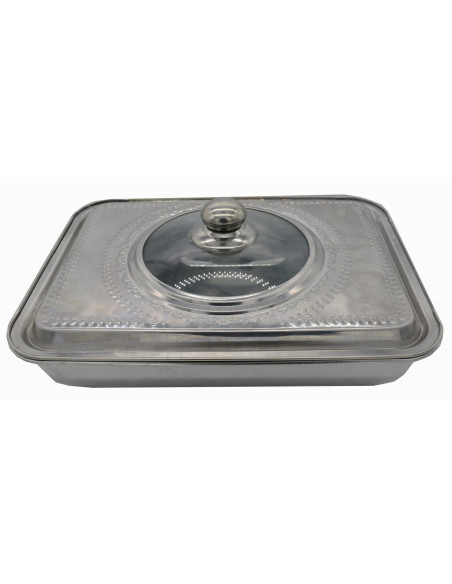 TAVA ACUPTOR CU CAPAC, INOX,35*26*7CM,VANORA HOME,VN-FM-SS3627