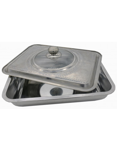 TAVA ACUPTOR CU CAPAC, INOX,35*26*7CM,VANORA HOME,VN-FM-SS3627
