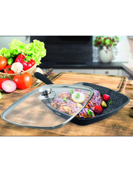 TIGAIE GRILL ALUMINIU + CAPAC 28 x 4.5 CM, DARK LINE, COOKING