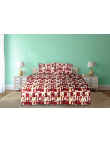 LENJERIE PAT DBL 4PCS 132TC-RED,HR-4BED-132-04