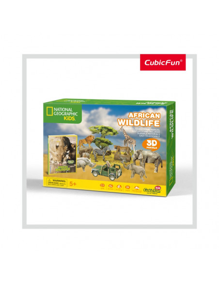 PUZZLE 3D+BROSURA-ANIMALE SALBATICE 69 PIESE,CUDS0972h