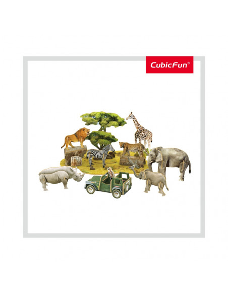 PUZZLE 3D+BROSURA-ANIMALE SALBATICE 69 PIESE,CUDS0972h