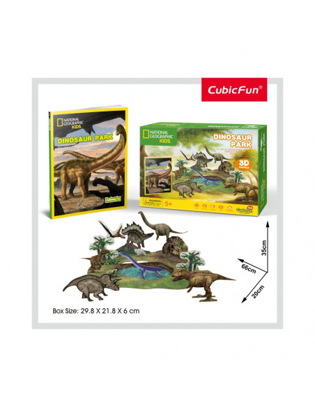PUZZLE 3D+BROSURA-PARCUL DINOZAURILOR 43 PIESE,CUDS0973h