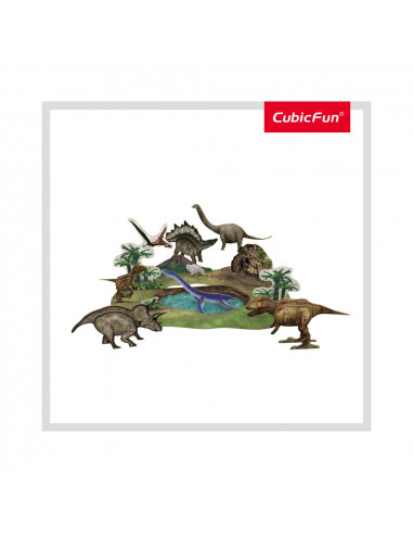 PUZZLE 3D+BROSURA-PARCUL DINOZAURILOR 43 PIESE,CUDS0973h