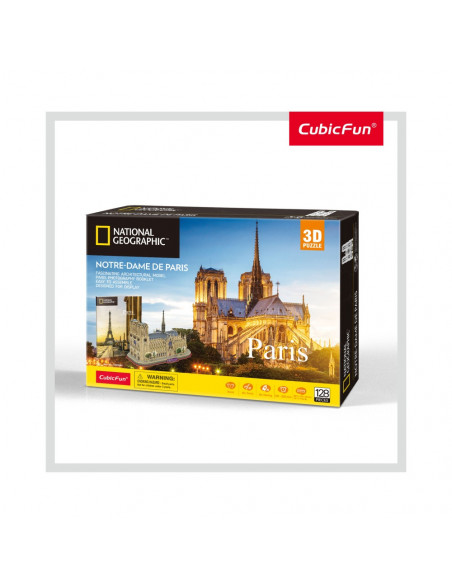 PUZZLE 3D+BROSURA-NOTRE DAME PARIS 128 PIESE,CUDS0986h
