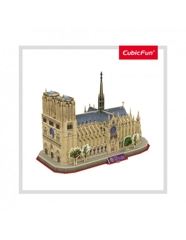 PUZZLE 3D+BROSURA-NOTRE DAME PARIS 128 PIESE,CUDS0986h