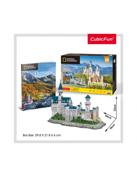 PUZZLE 3D+BROSURA-CASTELUL NEUSCHWANSTEIN 121 PIESE,CUDS0990h