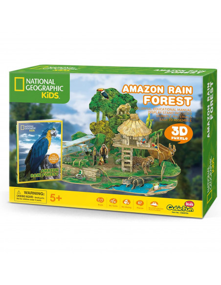 PUZZLE 3D+BROSURA-PADURE AMAZONIANA 67 PIESE,CUDS0979h