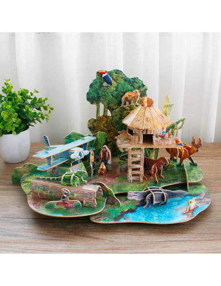 PUZZLE 3D+BROSURA-PADURE AMAZONIANA 67 PIESE,CUDS0979h