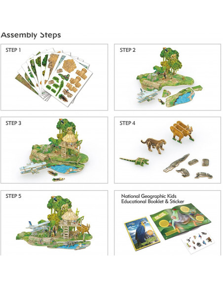 PUZZLE 3D+BROSURA-PADURE AMAZONIANA 67 PIESE,CUDS0979h
