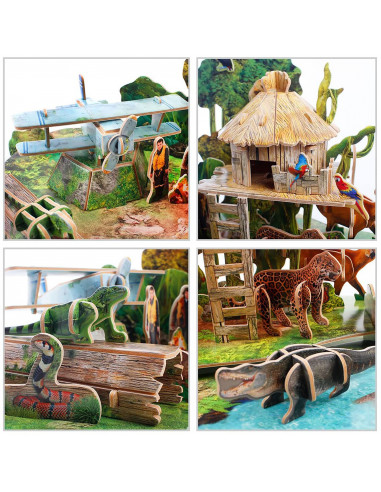 PUZZLE 3D+BROSURA-PADURE AMAZONIANA 67 PIESE,CUDS0979h