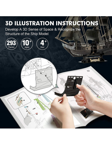 PUZZLE 3D LED NAVA QUEEN ANNE 293 PIESE,CUL522h