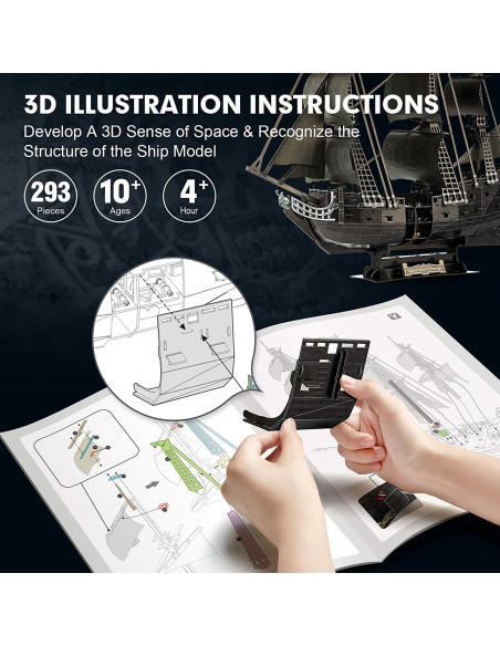 PUZZLE 3D LED NAVA QUEEN ANNE 293 PIESE,CUL522h