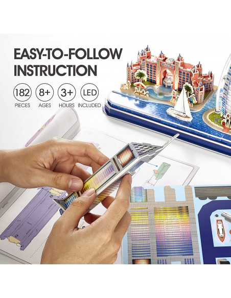 PUZZLE 3D LED DUBAI 182 PIESE,CUL523h