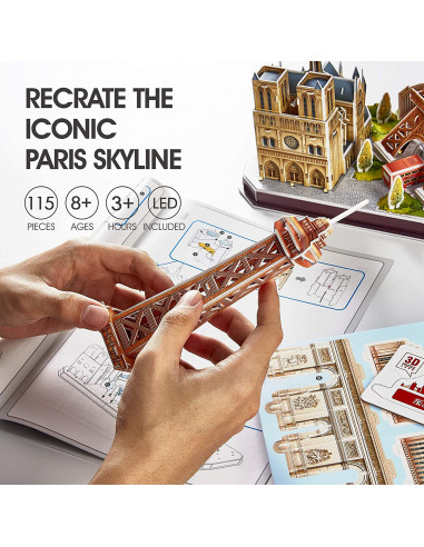 PUZZLE 3D LED PARIS 115 PIESE,CUL525h