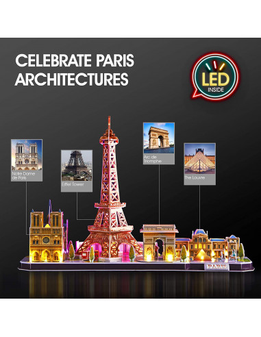 PUZZLE 3D LED PARIS 115 PIESE,CUL525h