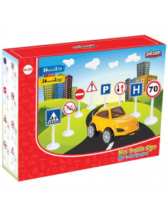 Set Pilsan Jucarie indicatoare rutiere Mini Traffic Signs cu 2