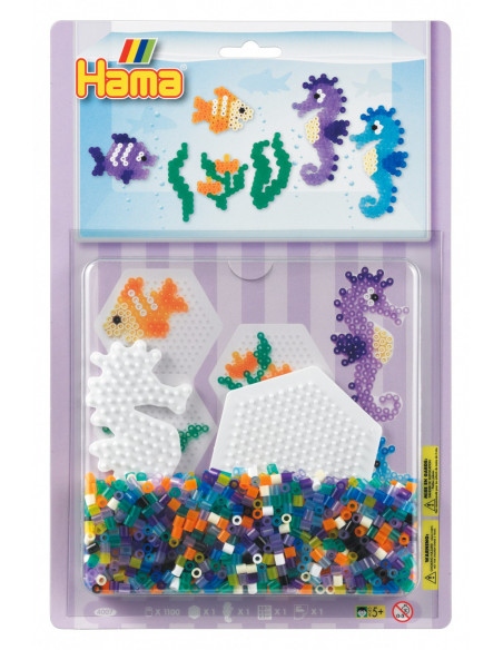 Set margele de calcat HAMA MIDI Lumea Marina in blister,Ha4007