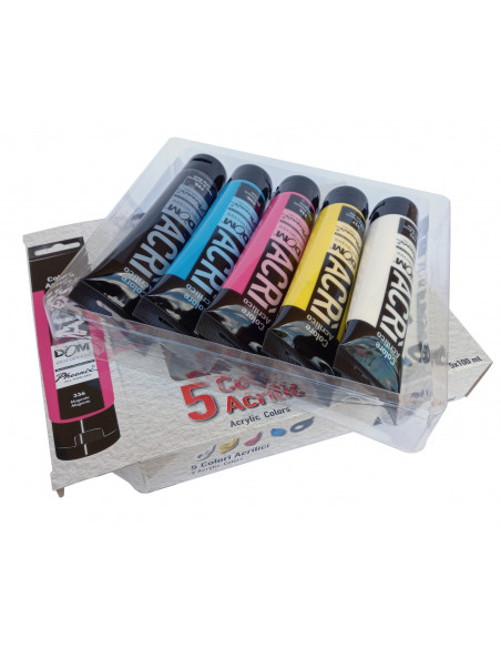 Set de vopsea acrilica in 5 culori in tuburi de 100