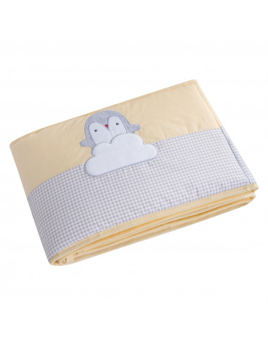 Aparatoare laterala mini-patut 90x40 cm, Pinguin, Gri - Galben