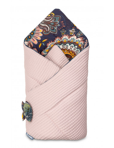 Paturica nou-nascut Sensillo Wafel Wrap Boho Roz 75x75